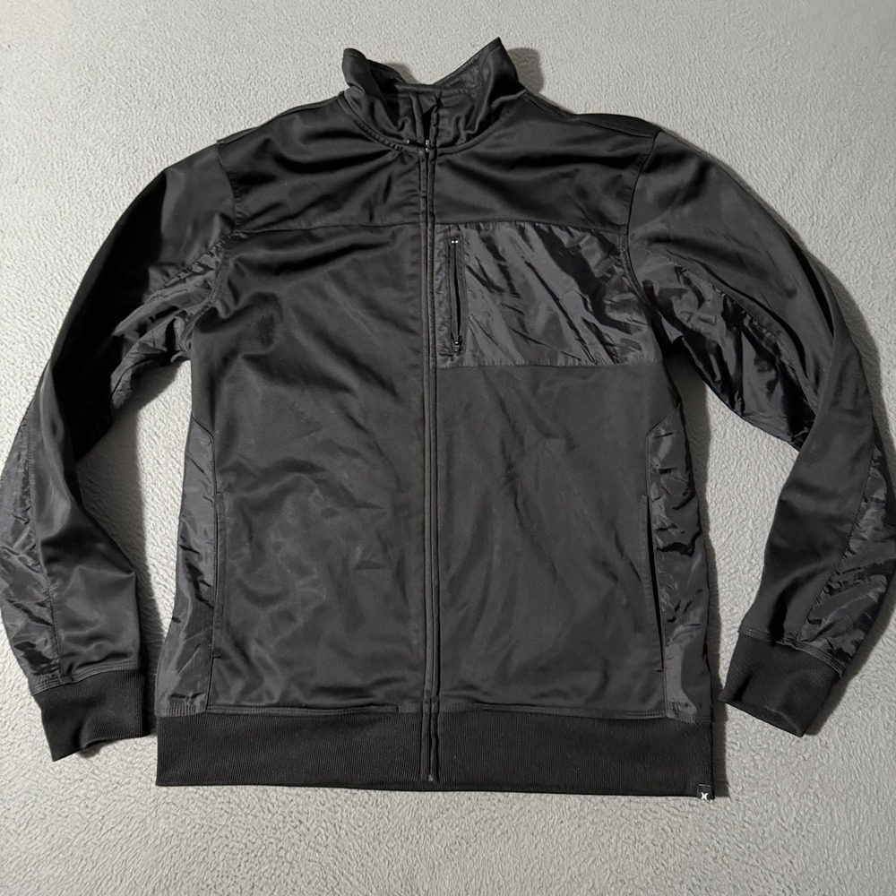Hurley Buckle Mens Full Zip Track Jacket Pockets Size Medium Black